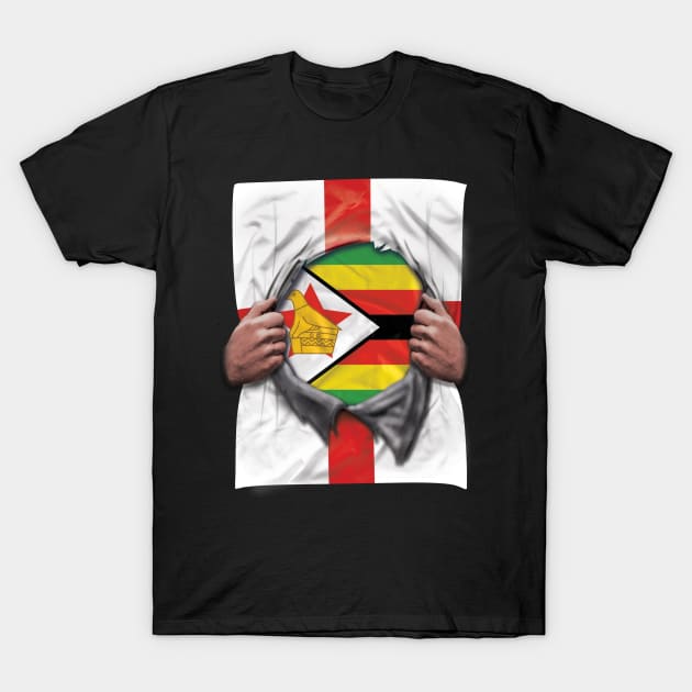 Zimbabwe Flag English Flag Ripped - Gift for Zimbabwean From Zimbabwe T-Shirt by Country Flags